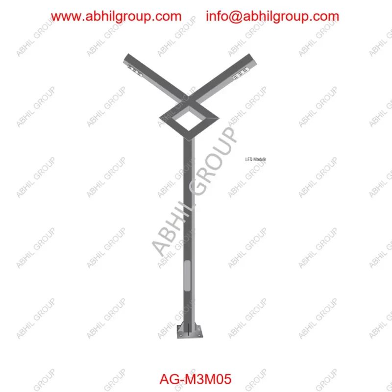 Double Arms Rectengular Decorative Street light pole